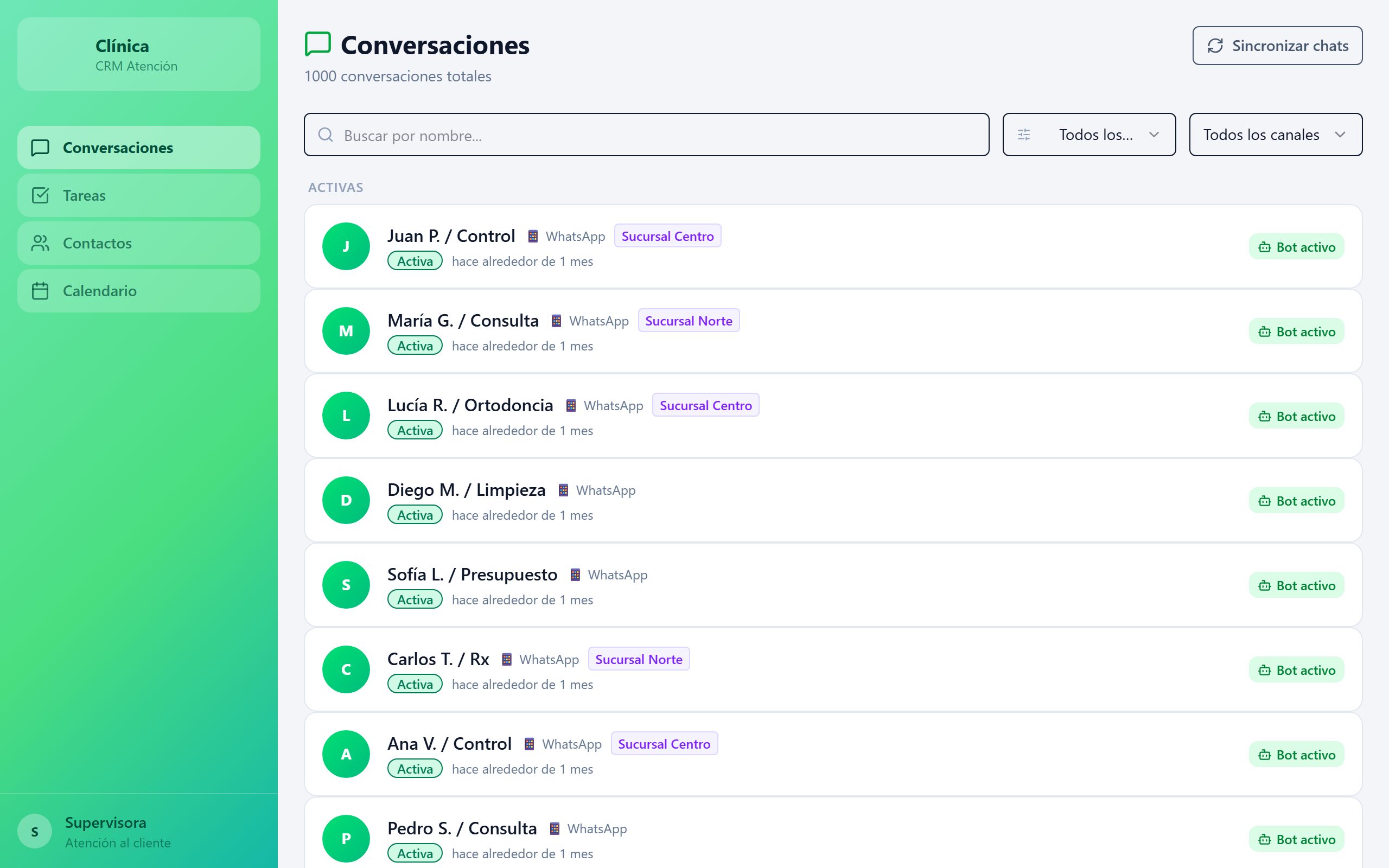 Captura de CRM para clínica / consultorio