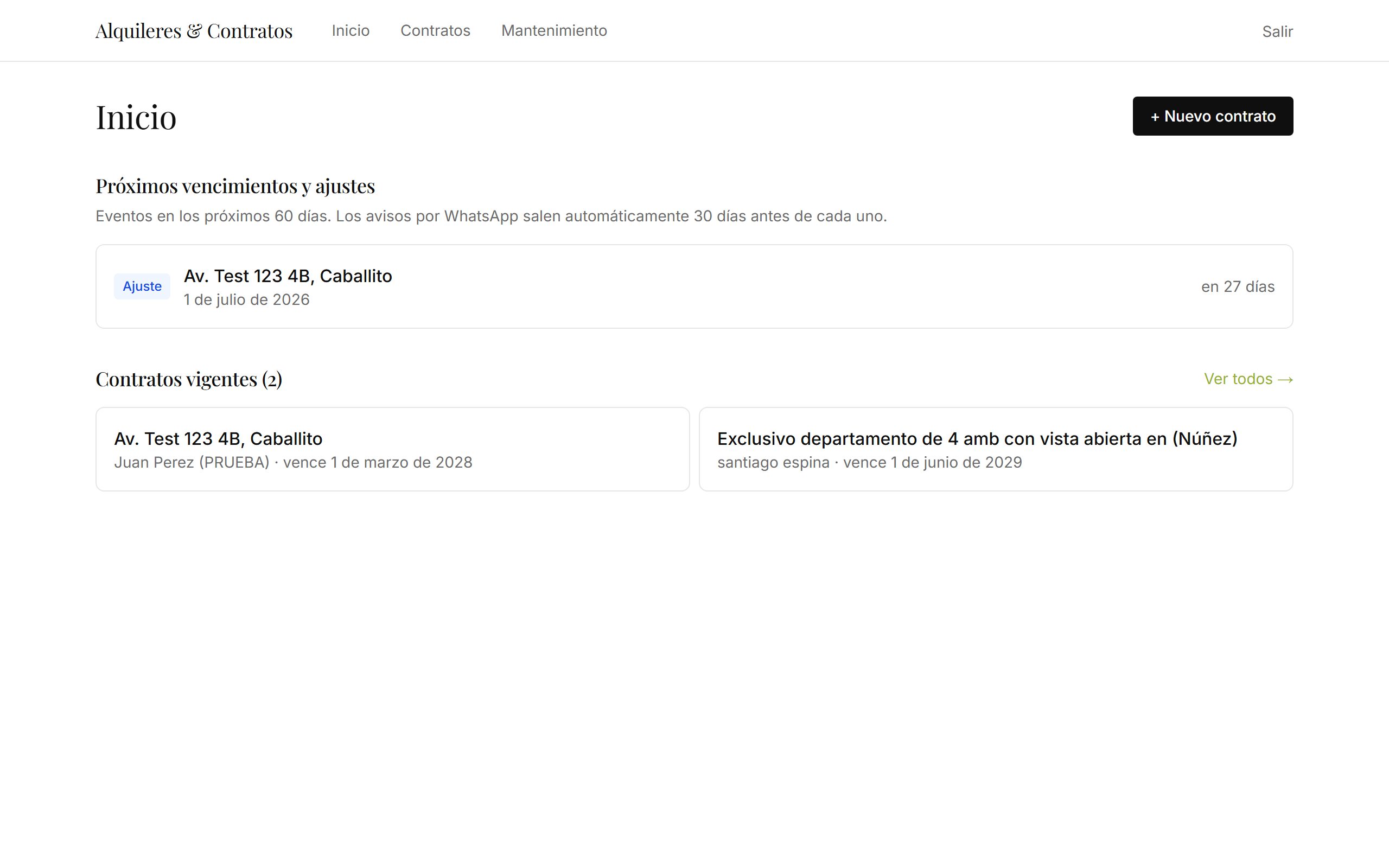 Captura de Administración de alquileres y contratos